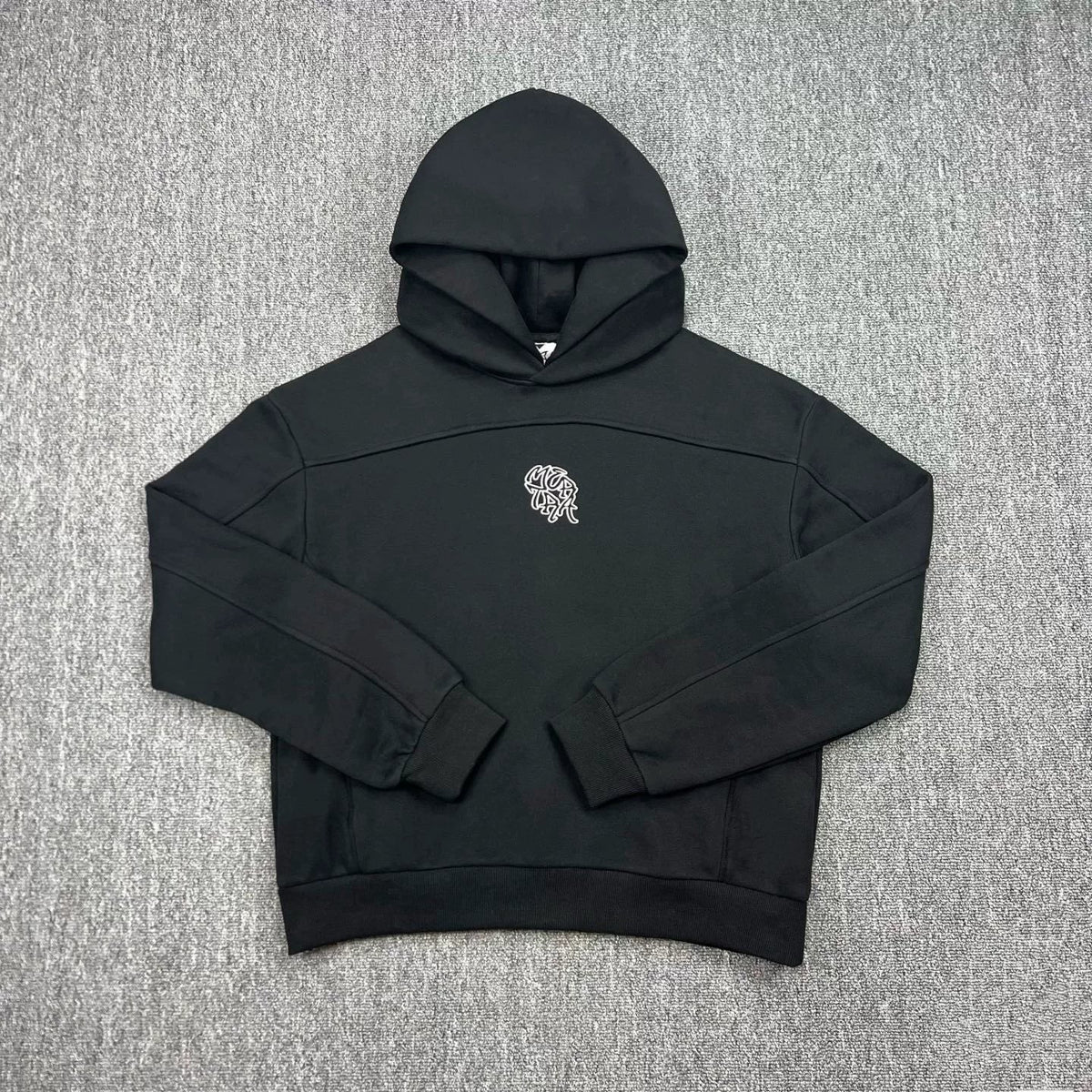 Mertra Seam-Detailed Emblem Hoodie - Black